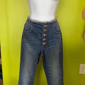 Express jeans bottom fly size  8 regular stretch ankle high rise
